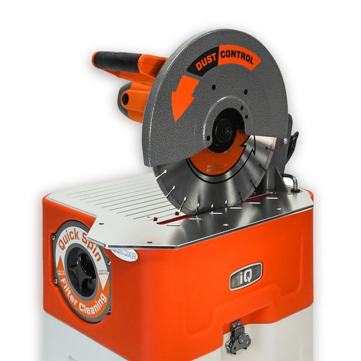 iQ360XT Dry Cut Masonry Saw C/W Rolling Table. Up to 5.5" deep x 24" Length Cut 110/240V