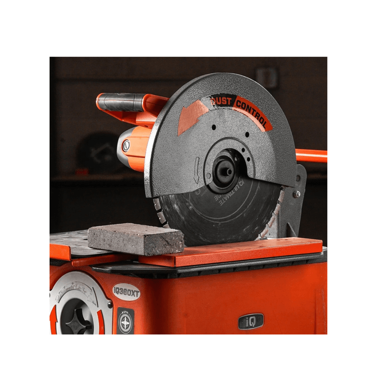 iQ360XT Dry Cut Masonry Saw C/W Rolling Table. Up to 5.5" deep x 24" Length Cut 110V